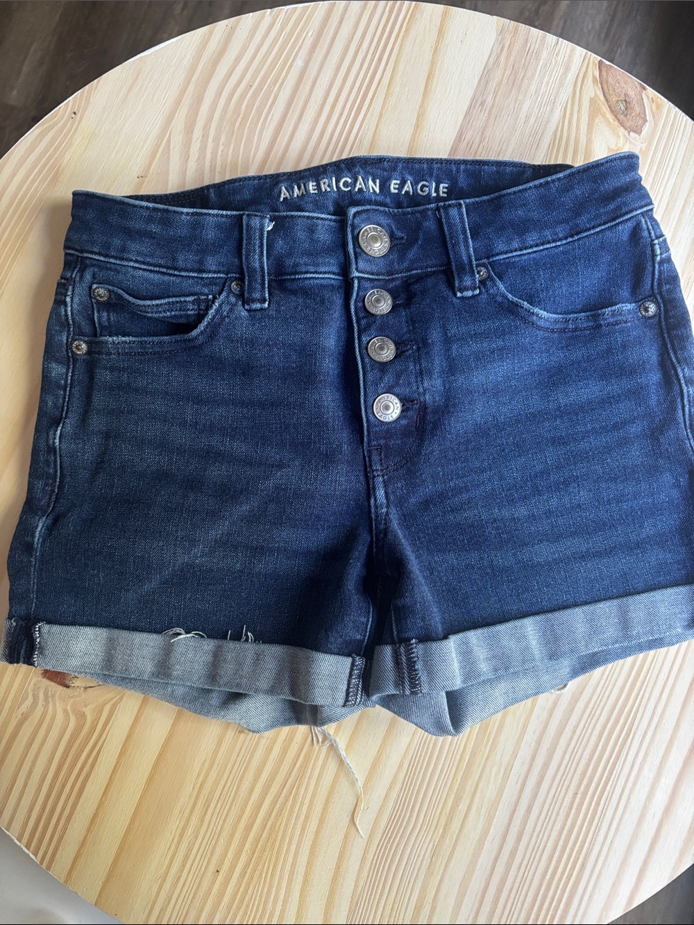 American Eagle Outfitters Indigo Blue Button-Front Denim Shorts